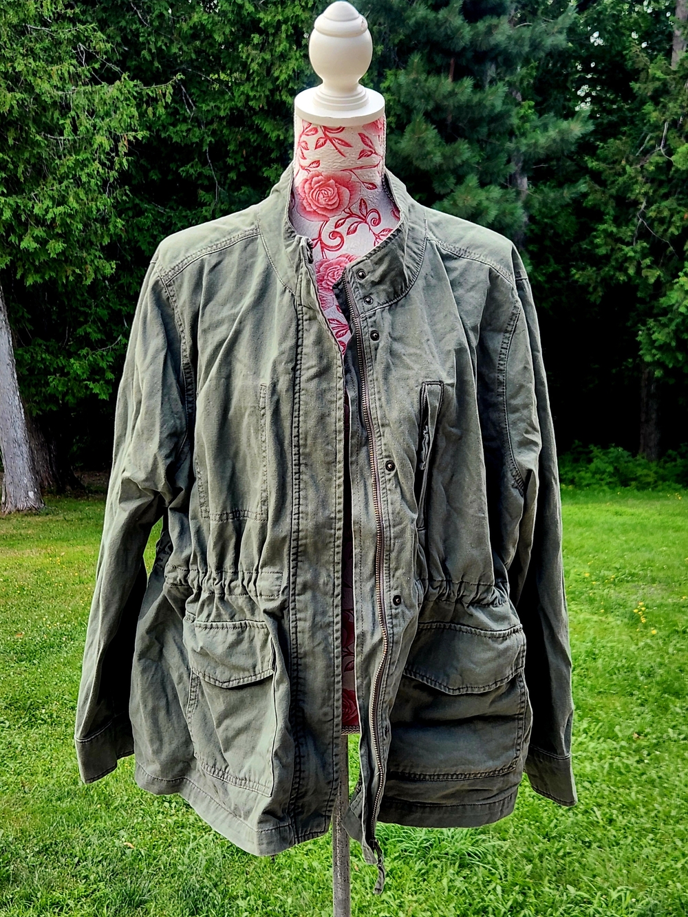 a.n.a Olive Green Military-Style Field Jacket
